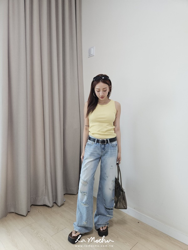 圓領滾邊棉質背心